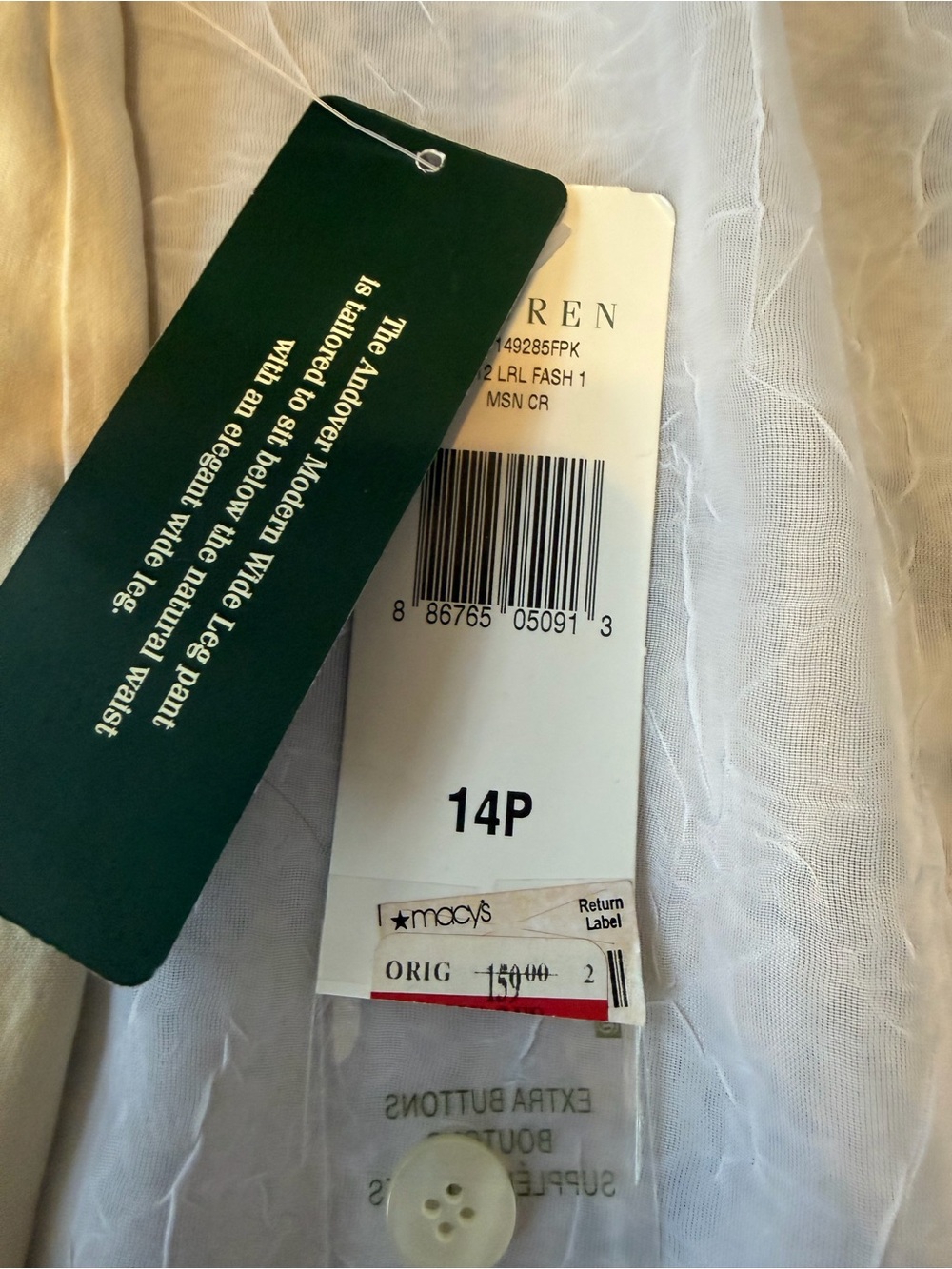 Ralph Lauren Cream Wide-Leg Trousers - Picture 7 of 8
